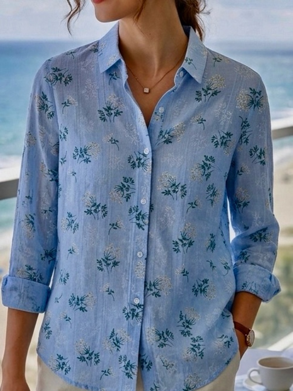 INMAN BLUE FLORAL LONG SLEEVE SHIRT